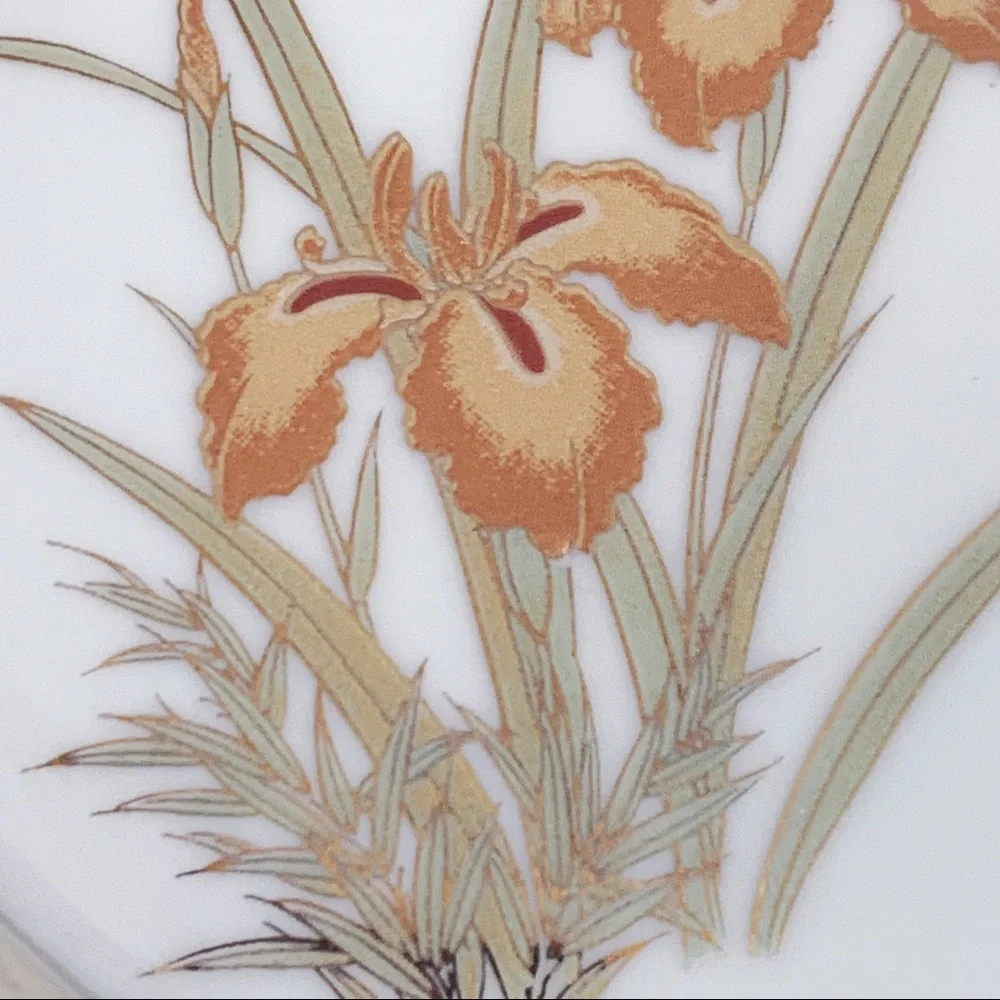 White Brown Iris Bone China Jewelry Trinket Box - Picture 4 of 8